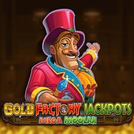 Gold Factory Jackpots Mega Moolah logo by Aurum Signature Studios at Duffspin Casino